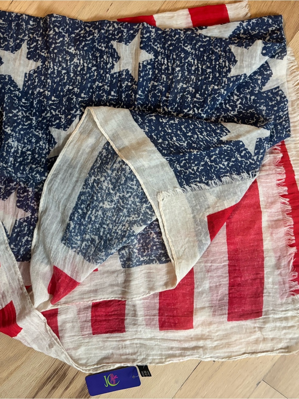 Lightweight American Flag Print Scarf - Red, White & Blue